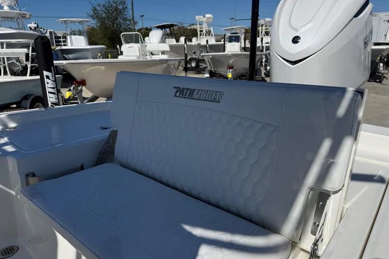 Slide: The Image of 2026 Pathfinder 2600 TRS boat seat with logo, showcasing modern design and comfort. - 12