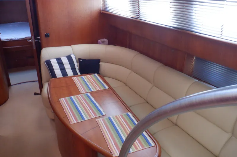 Slide: The Image of Interior of 2001 Linssen DS 45 yacht with helm and navigation controls. - 34