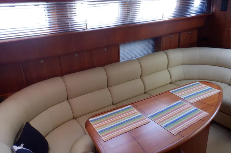 Slide: The Image of Luxurious interior of 2001 Linssen DS 45 yacht with wood paneling and modern amenities. - 53