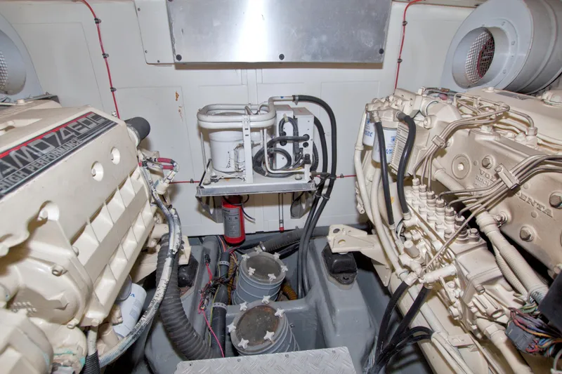 Slide: The Image of Engine room of 2001 Linssen DS 45 yacht with visible machinery and components. - 65