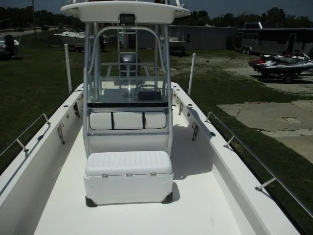 Slide: The Image of Everglades 250 Center Console boat, 2002 model, parked outdoors. - 44