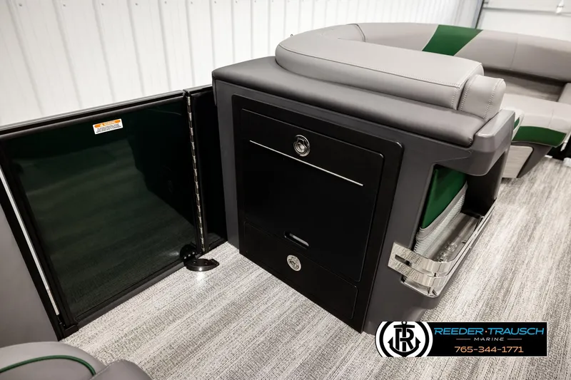 Slide: The Image of 2026 Bennington MOFBSF boat interior with sleek seating and storage compartments. - 21