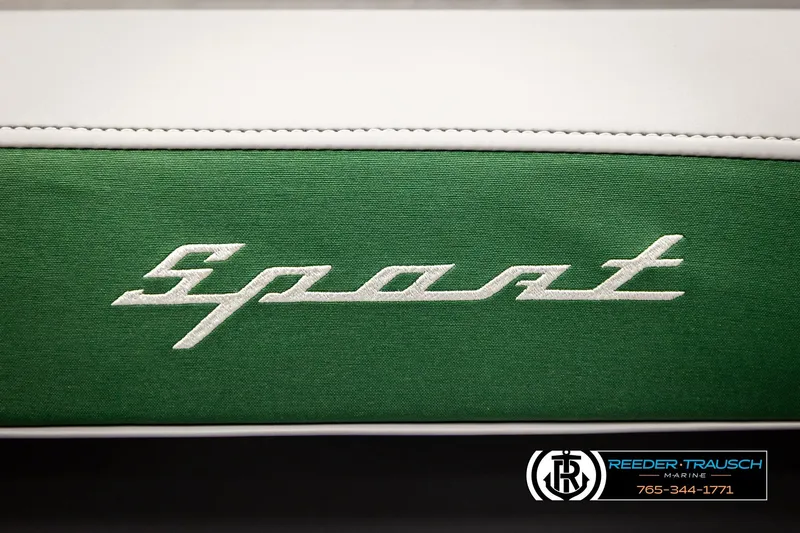 Slide: The Image of Bennington MOFBSF 2026 boat seat with 'Sport' embroidery, green and white design. - 40