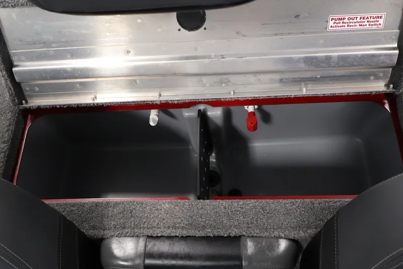Slide: The Image of 2024 Tracker Pro Team 175 TXW livewell compartment with pump-out feature and recirculation system. - 26