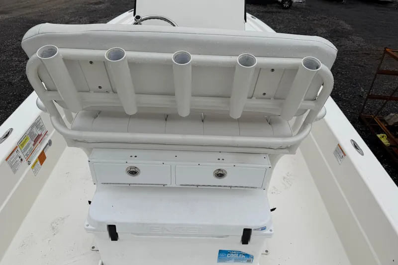 Slide: The Image of Skeeter SX241 2025 boat rear with rod holders and storage. - 46