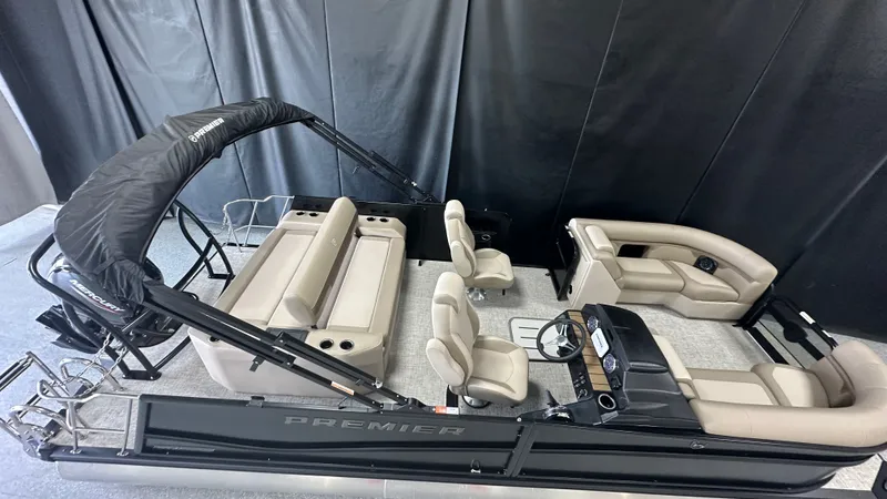 Slide: The Image of 2026 Premier 210 Sunsation pontoon boat with luxurious interior. - 1
