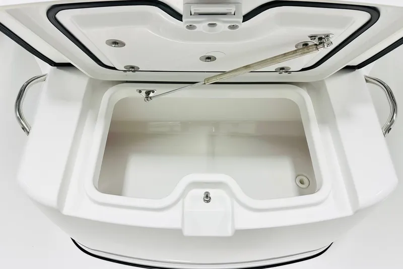 Slide: The Image of Open storage compartment on 2026 Sportsman Open 282 Center Console boat. - 13