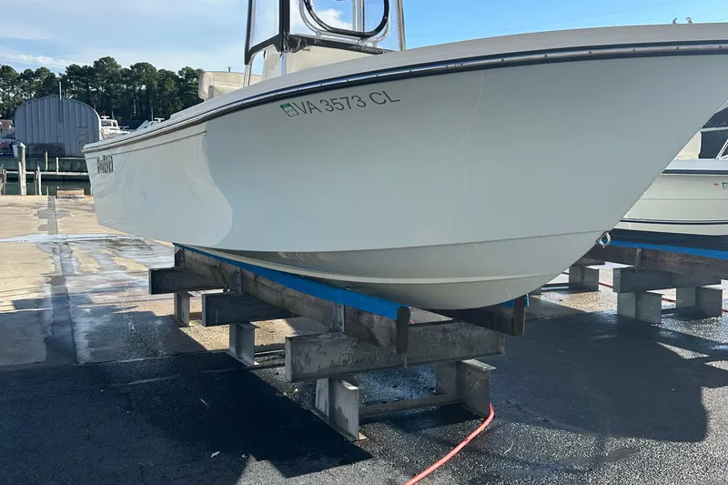 Slide: The Image of 2020 Parker 2100 Special Edition boat on dry dock, side view. - 4