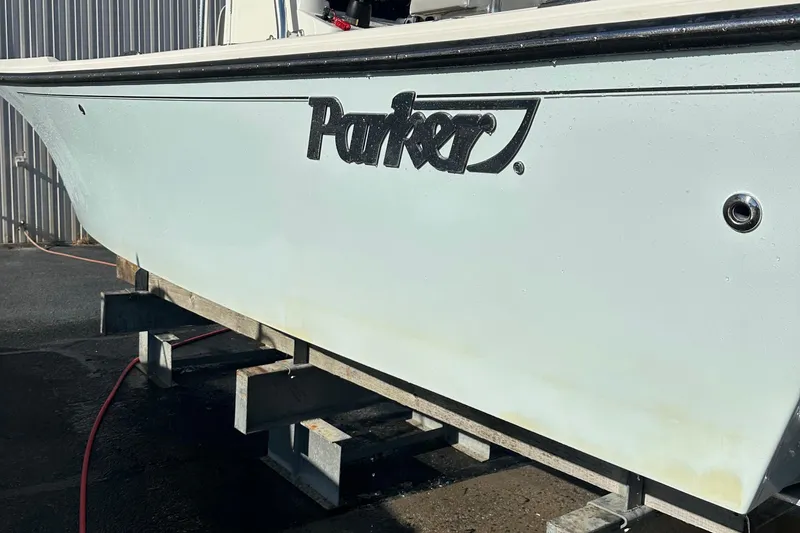 Slide: The Image of 2020 Parker 2100 Special Edition boat on a stand, side view. - 6