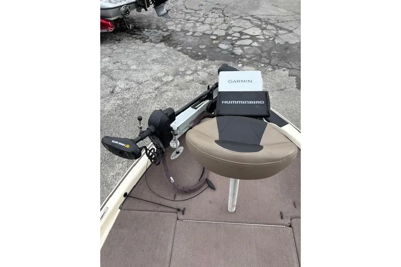 Slide: The Image of 2011 Skeeter FX20 boat with Garmin and Humminbird electronics on deck. - 5