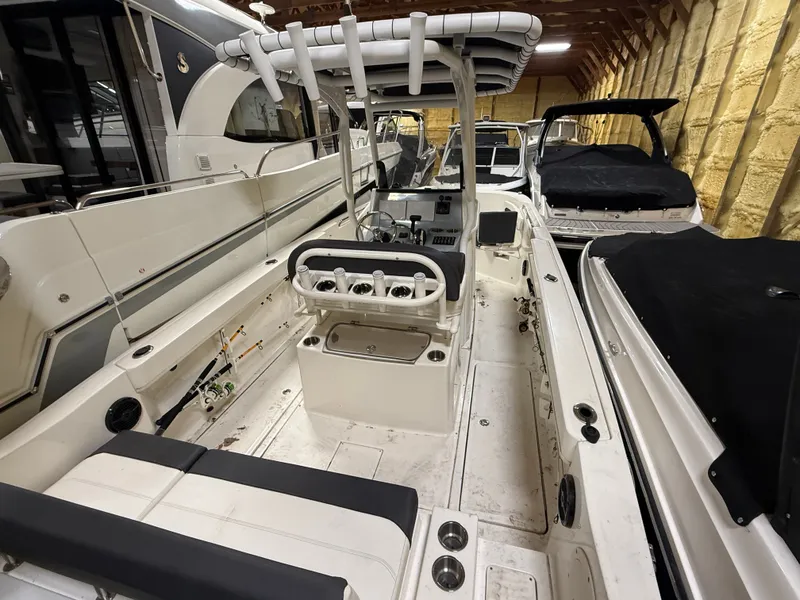 Slide: The Image of Interior view of a 2023 Bayliner TROPHY CC24 boat in storage. - 9