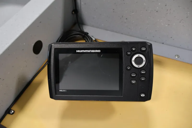 Slide: The Image of Humminbird Helix 5 fish finder on 2022 Lund SSV-16 Tiller boat dashboard. - 14
