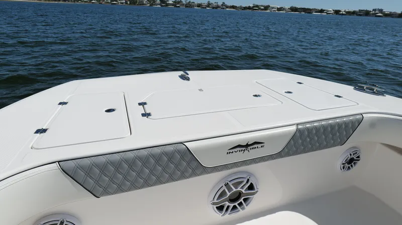 Slide: The Image of Invincible 37 Catamaran 2020 on calm waters. - 45