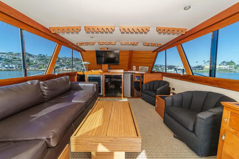 Slide: The Image of Interior of a 1974 Pacemaker Sportfisher yacht with luxurious furnishings. - 7