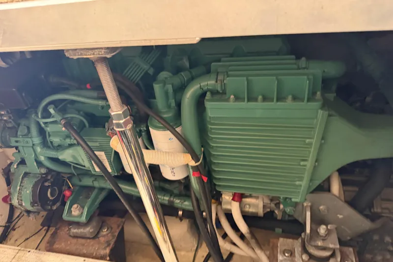 Slide: The Image of Engine room of 2003 Carver 360 Sport Sedan with visible mechanical components. - 32