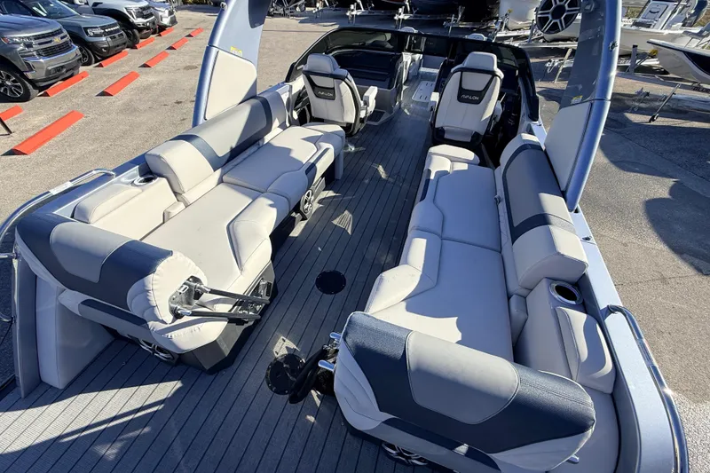 Slide: The Image of Luxurious 2026 Avalon Excalibur boat interior with spacious seating and modern design. - 14