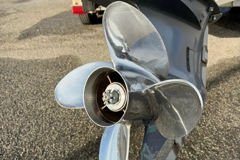 Slide: The Image of Close-up of a 2008 Parker 2320 SL Sport Cabin boat propeller. - 8