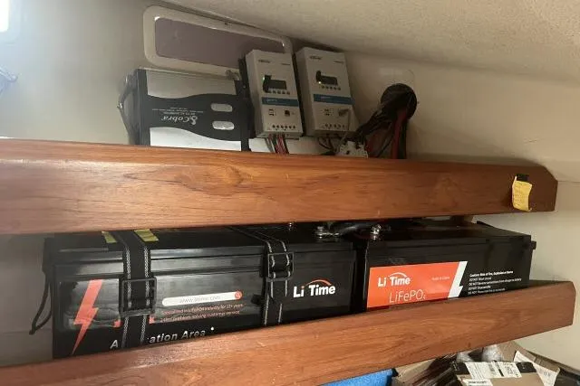 Slide: The Image of Battery storage area in a 1995 Hunter Legend 40.5 sailboat with LiFePO4 batteries. - 15