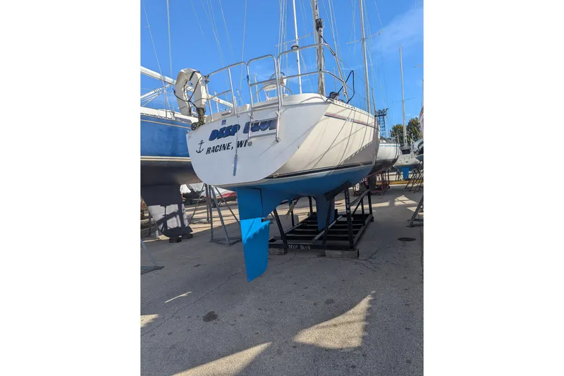 Slide: The Image of 1985 Canadian Sailcraft CS 30 sailboat on dry dock, Racine, WI. - 33