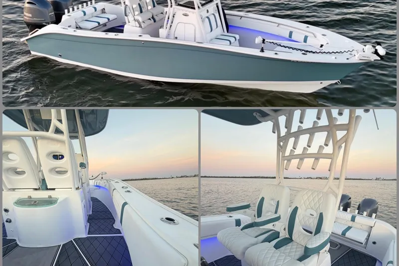 Slide: The Image of 2019 Cape Horn 27 boat on water, featuring sleek design and comfortable seating. - 4