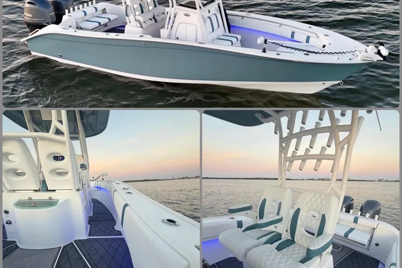 Slide: The Image of 2019 Cape Horn 27 boat on water, featuring sleek design and luxurious seating. - 3