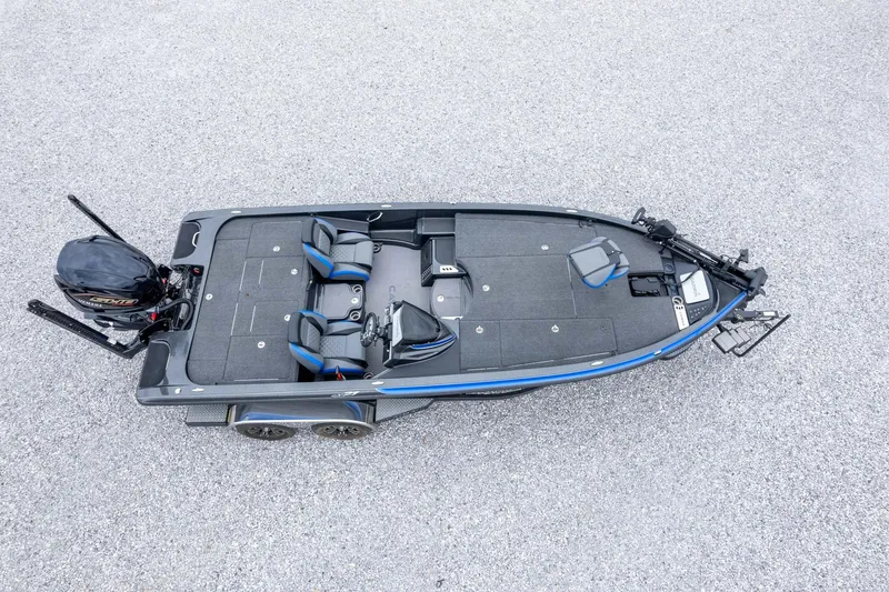 Slide: The Image of 2023 Caymas CX 21 PRO fishing boat, aerial view, sleek design, spacious deck layout. - 57
