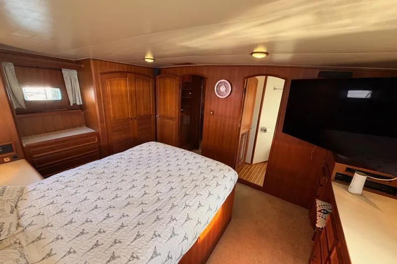 Slide: The Image of Luxurious bedroom interior of 1984 Hartman-Palmer 60 Flush Deck Motor Yacht. - 118