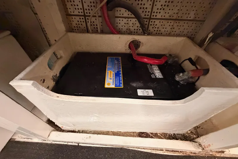 Slide: The Image of Battery compartment in 1984 Hartman-Palmer 60 Flush Deck Motor Yacht. - 137
