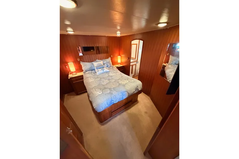 Slide: The Image of Luxurious bedroom interior of 1984 Hartman-Palmer 60 Flush Deck Motor Yacht. - 97
