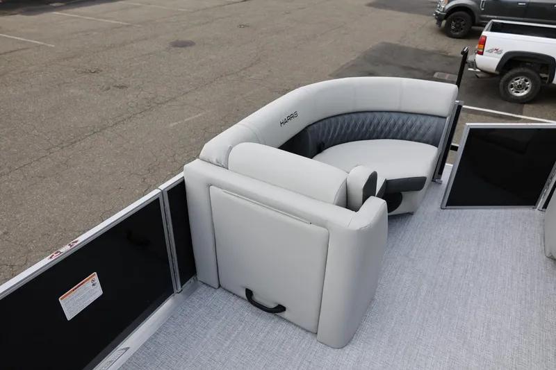 Slide: The Image of 2026 Harris Cruiser 210 SL pontoon boat with luxurious seating and modern design. - 37