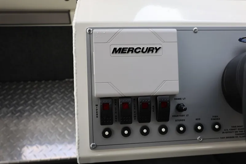 Slide: The Image of Control panel of 2026 Thunder Jet 26 Alexis Pro XL boat with Mercury components. - 44