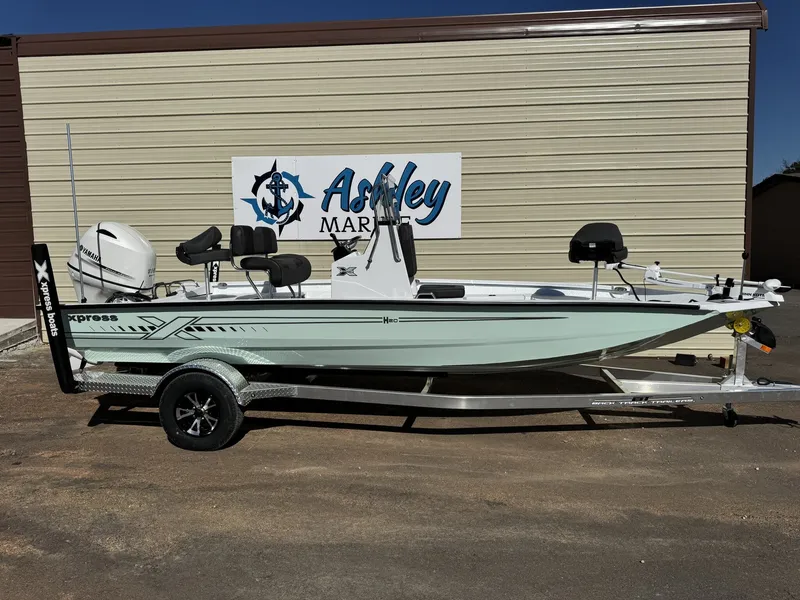 Slide: The Image of 2026 Xpress H20B Bay boat on trailer at Ashley Marine. - 1