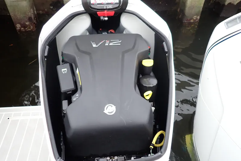 Slide: The Image of 2023 Formula 380 Super Sport Crossover OB engine compartment with V12 motor. - 21