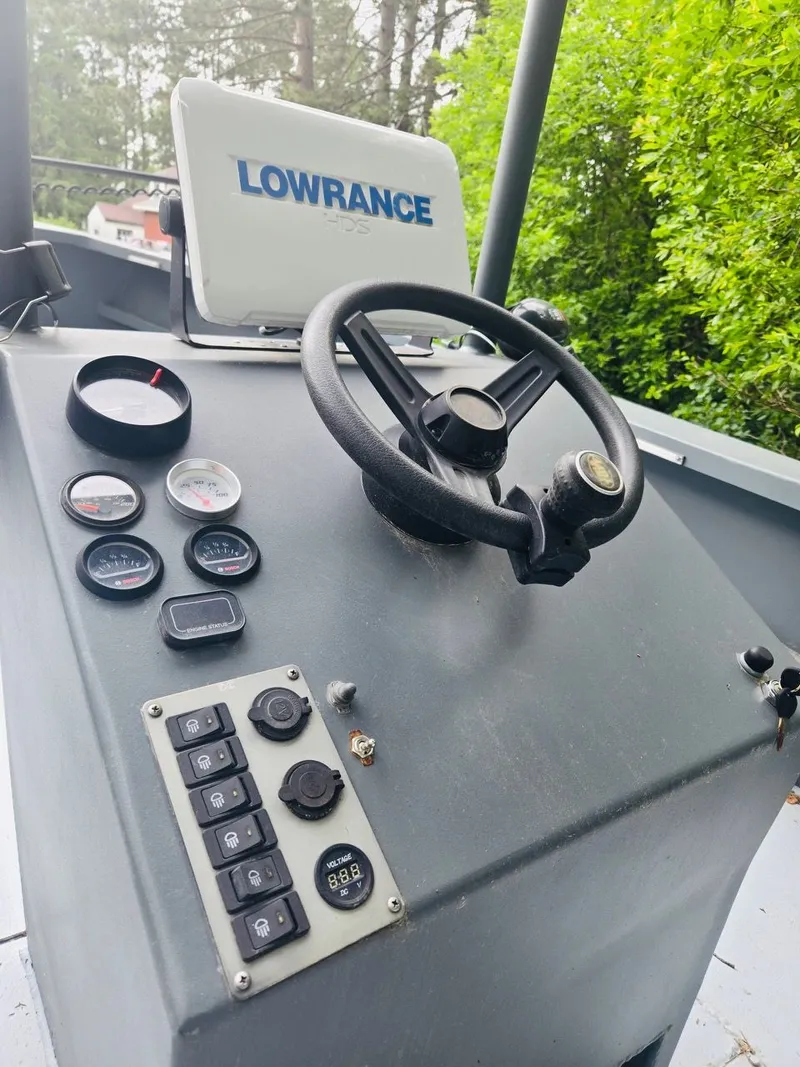 Slide: The Image of Control console of a 2022 Duck Water Boats Airboat 23. - 8