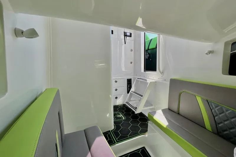 Slide: The Image of Interior of 2020 Midnight Express 43 Open boat with modern seating and sleek design. - 21