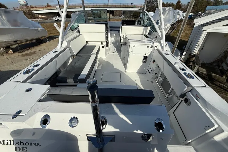 Slide: The Image of 2019 Blackfin 272 DC boat interior with seating and storage, located in Millsboro, DE. - 14