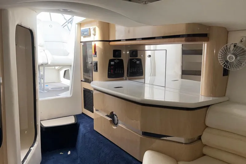 Slide: The Image of Interior of 2010 Fountain 42 Lightning boat with modern amenities and seating. - 17
