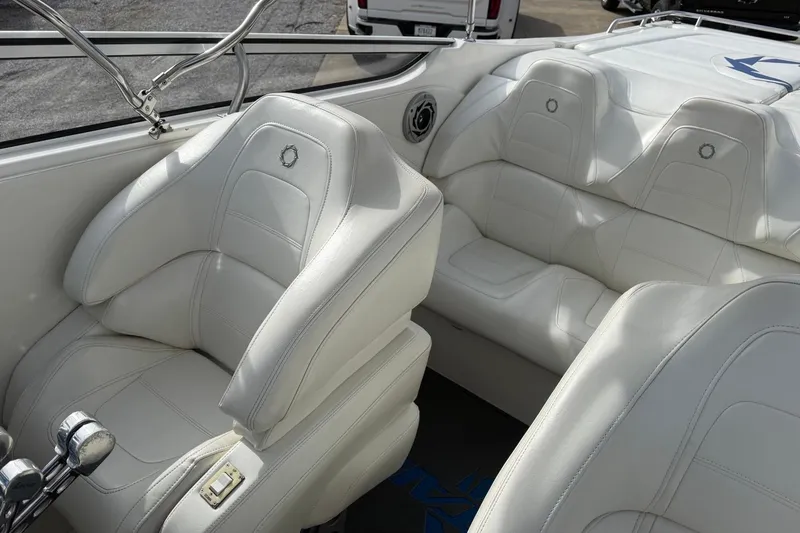 Slide: The Image of Interior of 2010 Fountain 42 Lightning boat with white leather seating. - 9