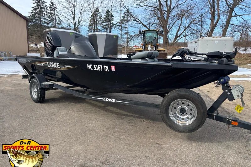 Slide: The Image of 2016 Lowe Stinger 175 boat on trailer at D&R Sports Center. - 3