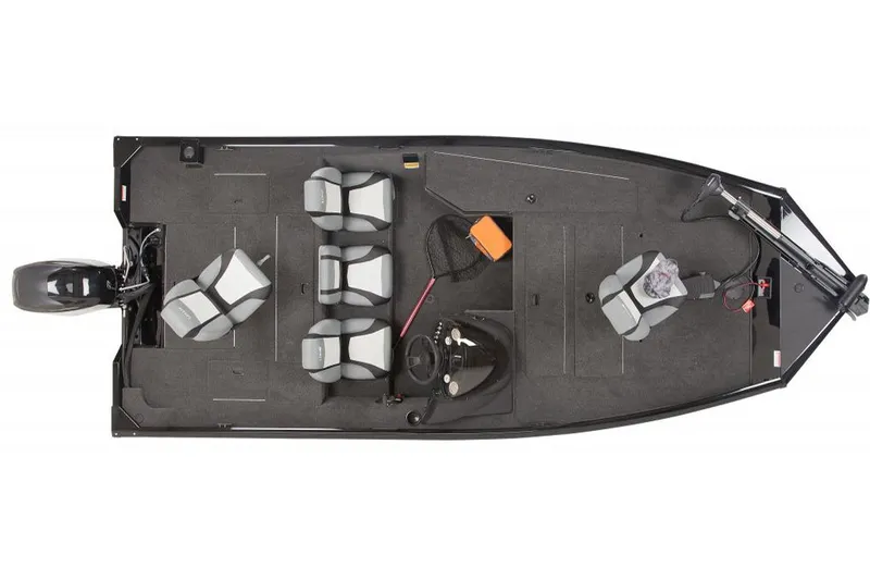 Slide: The Image of Manufacturer Provided Image: 2016 Lowe Stinger 175 fishing boat, top view, with seating and storage compartments. - 8