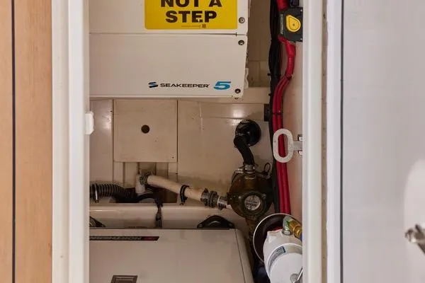 Slide: The Image of Engine room of 2018 MJM 40z with Seakeeper 5 stabilizer system. - 56