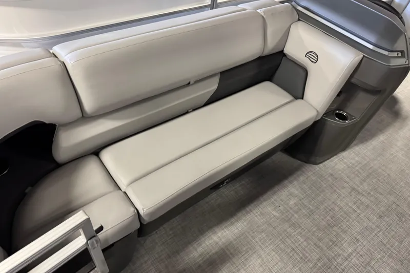 Slide: The Image of 2026 Sun Tracker SportFish 20 DLX boat interior with comfortable seating and cup holder. - 7