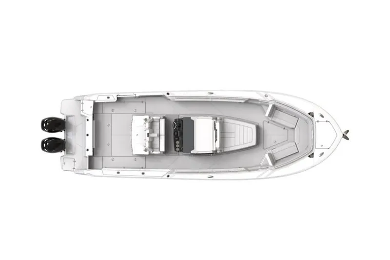 Slide: The Image of Manufacturer Provided Image: Top view of 2026 Blackfin 332 CC boat with dual engines. - 12