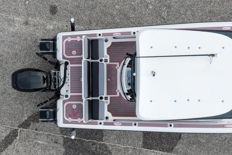 Slide: The Image of Top view of 2018 ShearWater 26 Carolina boat with sleek design and outboard motor. - 42