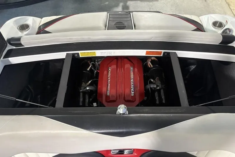 Slide: The Image of 2015 Malibu Wakesetter 247 LSV engine compartment with Monsoon 450 motor. - 27
