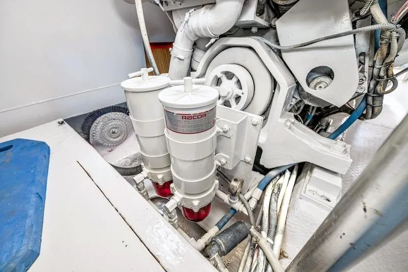 Slide: The Image of Engine room of 1991 Ocean Yachts 53 Super Sport with Racor fuel filters. - 63