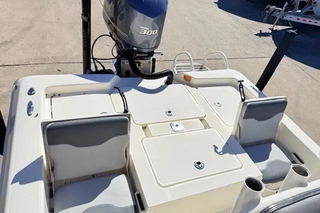 Slide: The Image of 2017 Skeeter SX240 boat with Yamaha 300 engine, featuring spacious seating and storage. - 5