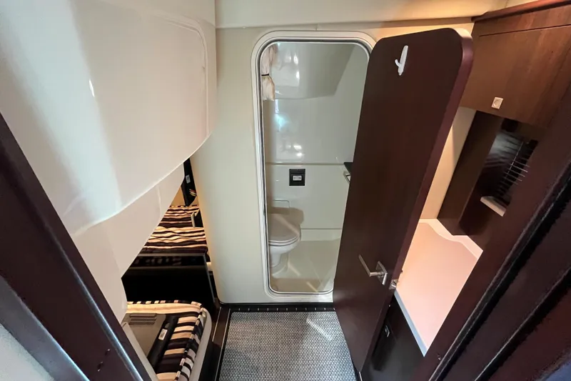 Slide: The Image of Interior of 2015 Monterey 415 Sport Yacht with bathroom and bunk beds. - 31