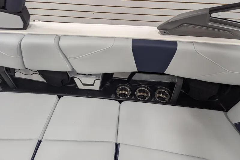 Slide: The Image of 2026 Malibu Wakesetter 23 LSV interior with sleek seating and cup holders. - 12