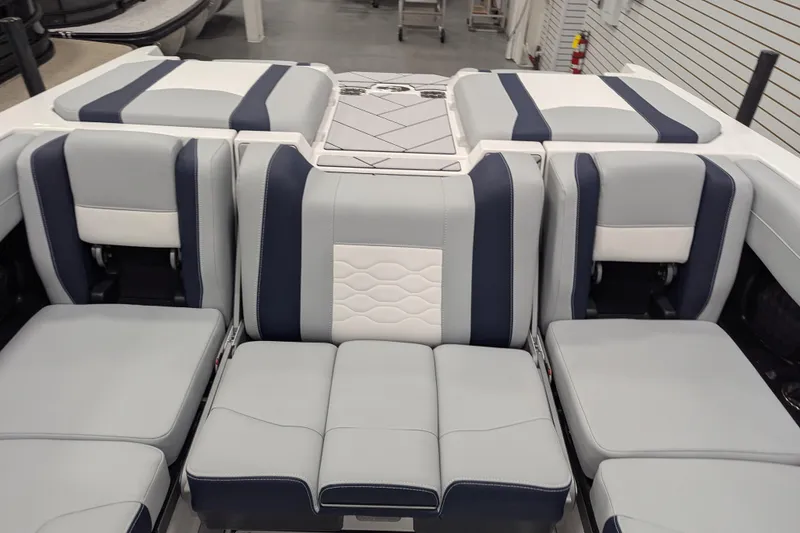 Slide: The Image of 2026 Malibu Wakesetter 23 LSV interior seating, featuring modern design and comfortable upholstery. - 14